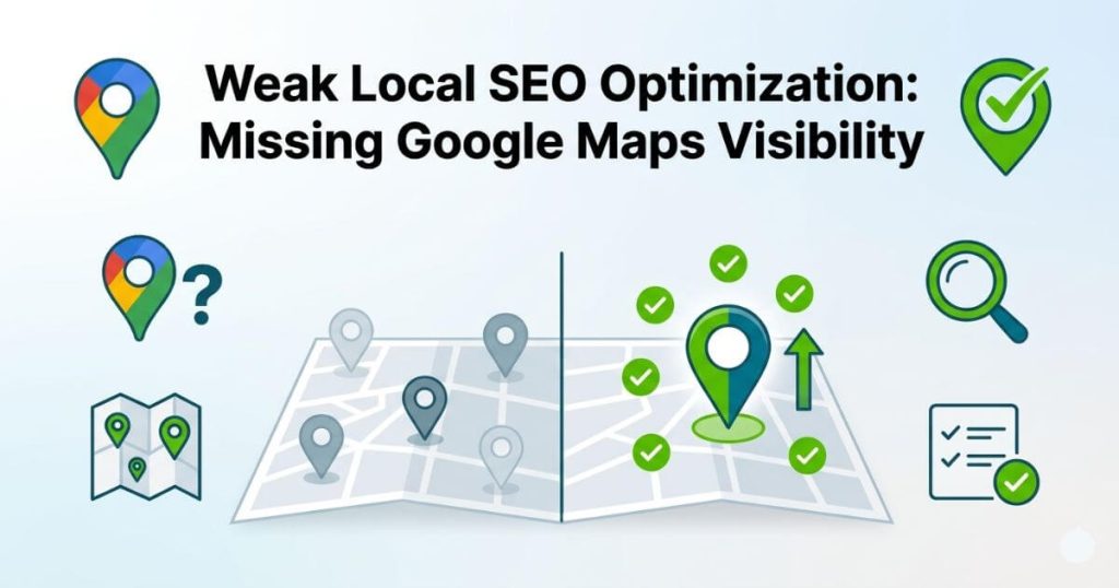 Weak Local SEO Optimization (Missing Google Maps Visibility)